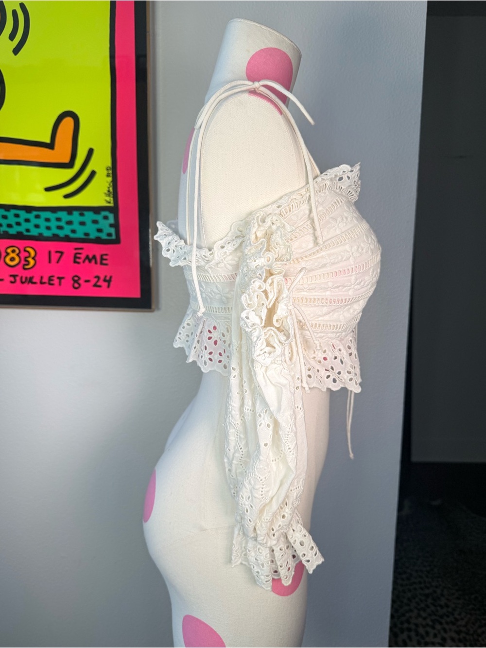 For Love & Lemons Anabelle Eyelet Crop Top Medium - Picture 7 of 16